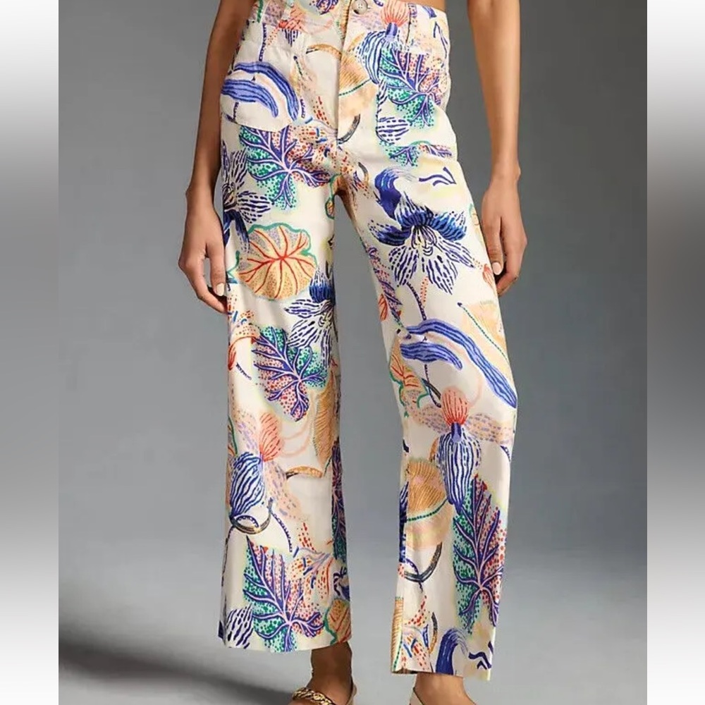 Anthropologie Sarah Gordon x Maeve The Colette WideLeg Crop Pants Artist Edition